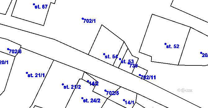 Parcela st. 54 v KÚ Bohuslavice u Konice, Katastrální mapa