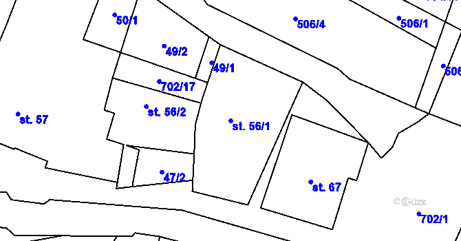 Parcela st. 56/1 v KÚ Bohuslavice u Konice, Katastrální mapa