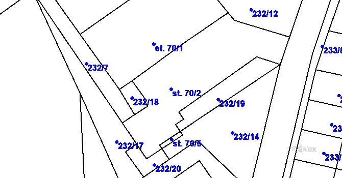 Parcela st. 70/2 v KÚ Bohuslavice u Konice, Katastrální mapa