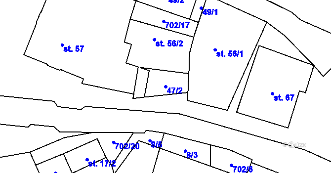 Parcela st. 47/2 v KÚ Bohuslavice u Konice, Katastrální mapa