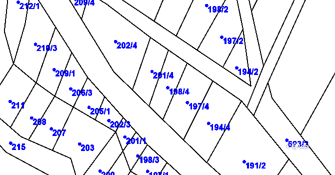 Parcela st. 198/4 v KÚ Bohuslavice u Konice, Katastrální mapa
