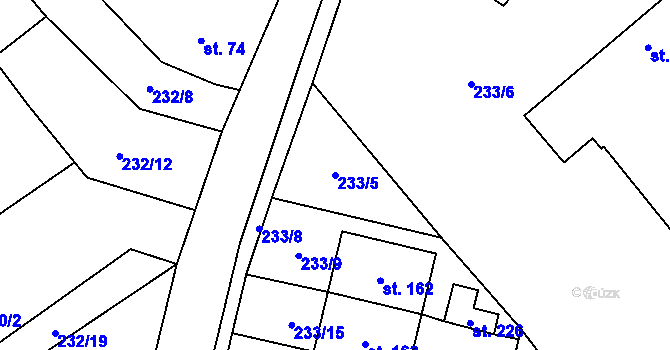 Parcela st. 233/5 v KÚ Bohuslavice u Konice, Katastrální mapa