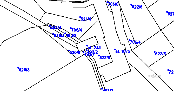 Parcela st. 241 v KÚ Bohuslavice u Konice, Katastrální mapa