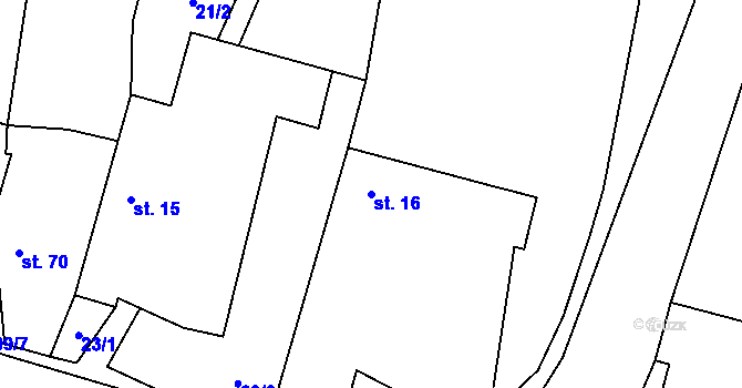 Parcela st. 16 v KÚ Hačky, Katastrální mapa