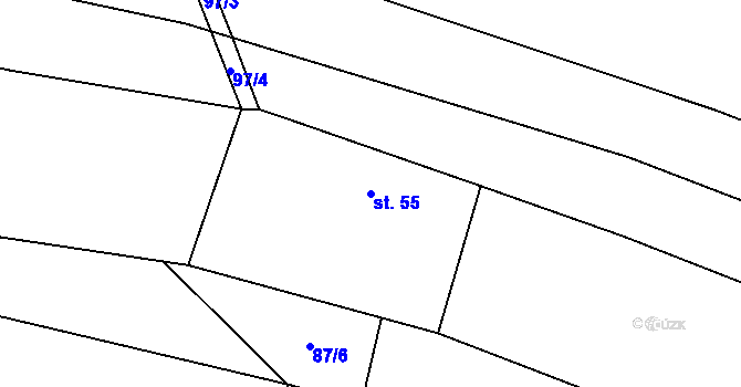 Parcela st. 55 v KÚ Hačky, Katastrální mapa