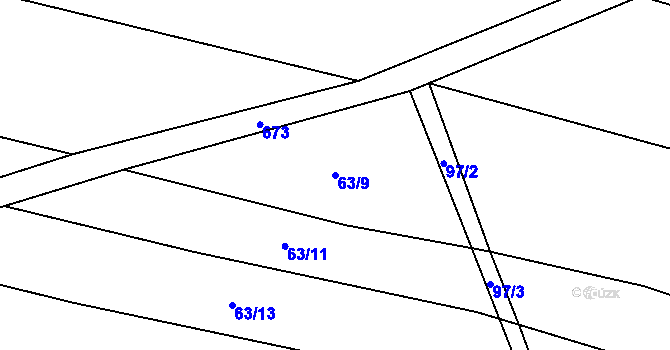 Parcela st. 63/9 v KÚ Hačky, Katastrální mapa