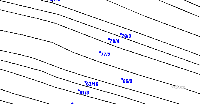 Parcela st. 77/2 v KÚ Hačky, Katastrální mapa