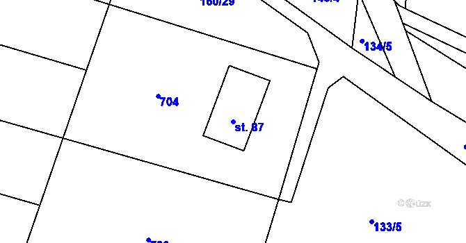 Parcela st. 87 v KÚ Hačky, Katastrální mapa