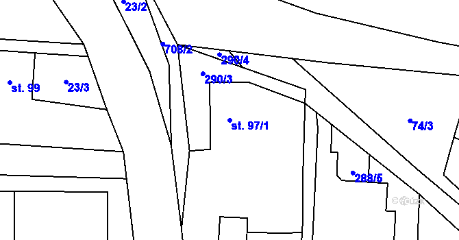 Parcela st. 97/1 v KÚ Polomí, Katastrální mapa