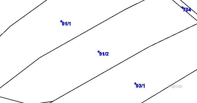 Parcela st. 91/2 v KÚ Polomí, Katastrální mapa