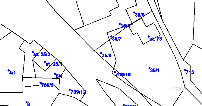 Parcela st. 35/8 v KÚ Polomí, Katastrální mapa