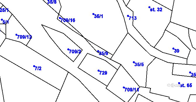 Parcela st. 35/9 v KÚ Polomí, Katastrální mapa