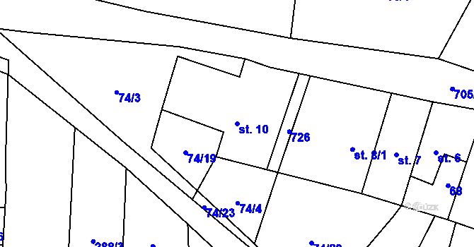 Parcela st. 10 v KÚ Polomí, Katastrální mapa