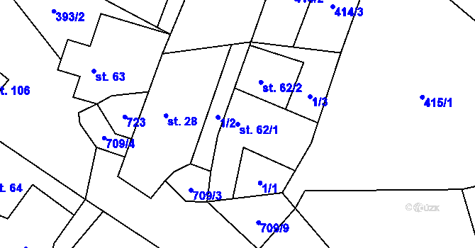 Parcela st. 62/1 v KÚ Polomí, Katastrální mapa