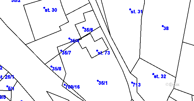 Parcela st. 73 v KÚ Polomí, Katastrální mapa