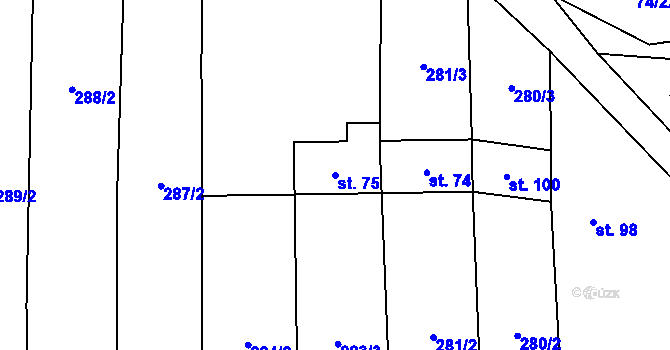 Parcela st. 75 v KÚ Polomí, Katastrální mapa