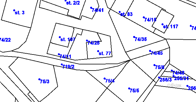 Parcela st. 77 v KÚ Polomí, Katastrální mapa