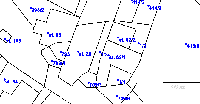 Parcela st. 1/2 v KÚ Polomí, Katastrální mapa