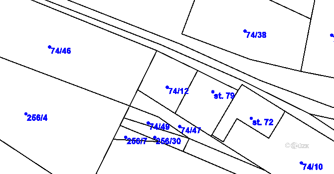 Parcela st. 74/12 v KÚ Polomí, Katastrální mapa