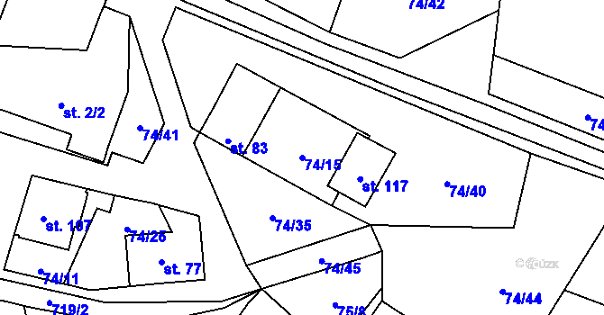 Parcela st. 74/15 v KÚ Polomí, Katastrální mapa