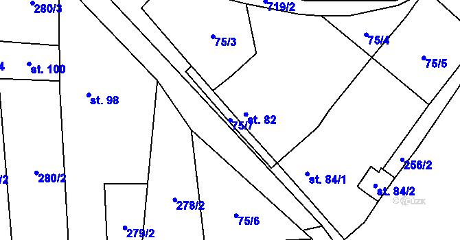 Parcela st. 75/7 v KÚ Polomí, Katastrální mapa
