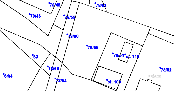 Parcela st. 78/55 v KÚ Polomí, Katastrální mapa