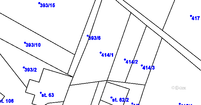 Parcela st. 414/1 v KÚ Polomí, Katastrální mapa