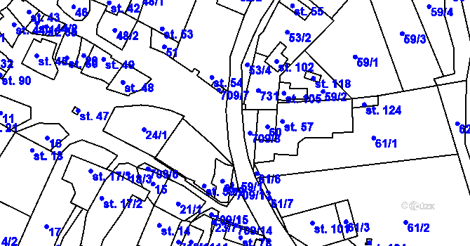 Parcela st. 725 v KÚ Polomí, Katastrální mapa
