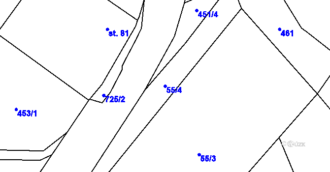 Parcela st. 55/4 v KÚ Polomí, Katastrální mapa