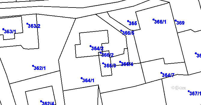 Parcela st. 366/2 v KÚ Bohuslavice u Hlučína, Katastrální mapa