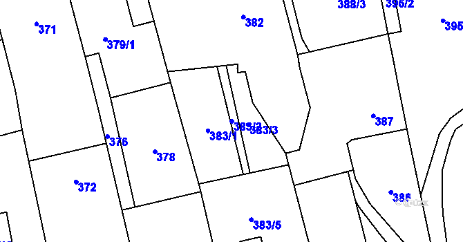 Parcela st. 383/2 v KÚ Bohuslavice u Hlučína, Katastrální mapa
