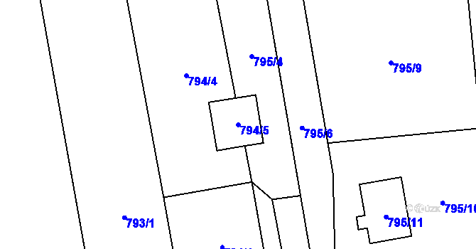 Parcela st. 794/5 v KÚ Bohuslavice u Hlučína, Katastrální mapa