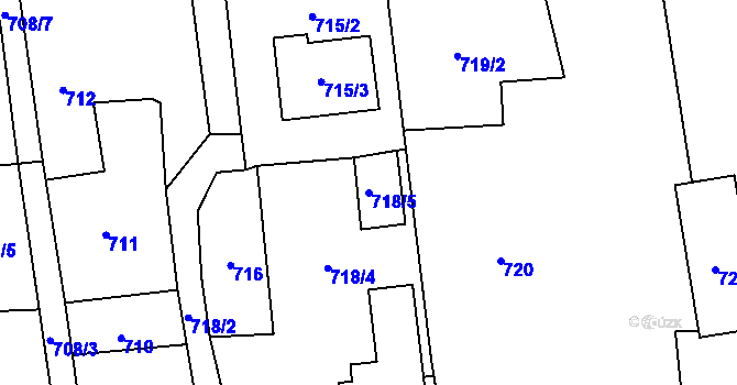 Parcela st. 718/5 v KÚ Bohuslavice u Hlučína, Katastrální mapa