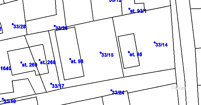 Parcela st. 33/15 v KÚ Bohuslavice nad Moravou, Katastrální mapa