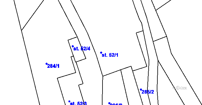 Parcela st. 52/1 v KÚ Bohuslavice nad Úpou, Katastrální mapa