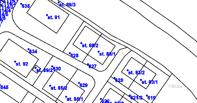 Parcela st. 88/1 v KÚ Bohuslavice nad Úpou, Katastrální mapa