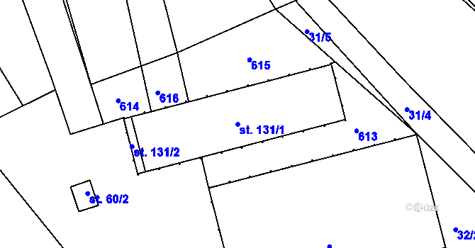 Parcela st. 131/1 v KÚ Bohuslavice nad Úpou, Katastrální mapa