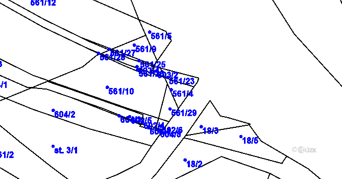Parcela st. 561/4 v KÚ Bohuslavice nad Úpou, Katastrální mapa