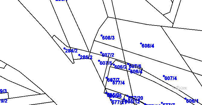 Parcela st. 607/2 v KÚ Bohuslavice nad Úpou, Katastrální mapa