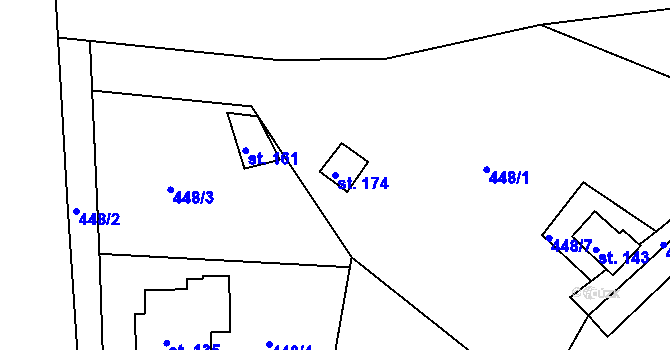 Parcela st. 174 v KÚ Bohuslavice nad Úpou, Katastrální mapa
