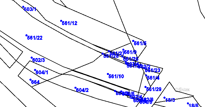 Parcela st. 561/28 v KÚ Bohuslavice nad Úpou, Katastrální mapa