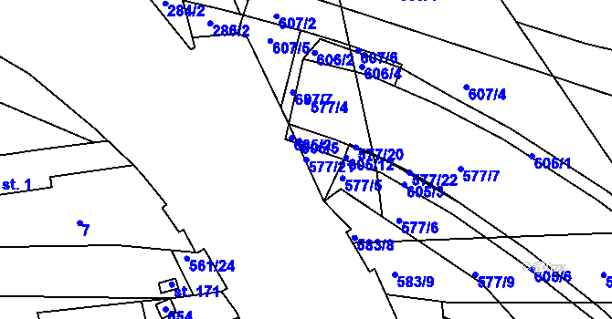 Parcela st. 577/21 v KÚ Bohuslavice nad Úpou, Katastrální mapa