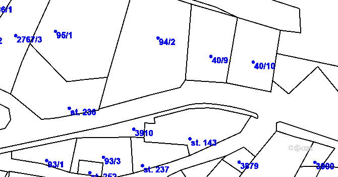 Parcela st. 94/3 v KÚ Bohuslavice nad Vláří, Katastrální mapa