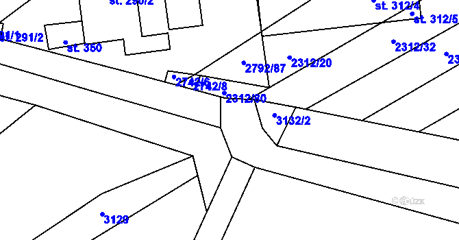 Parcela st. 2312/41 v KÚ Bohuslavice nad Vláří, Katastrální mapa