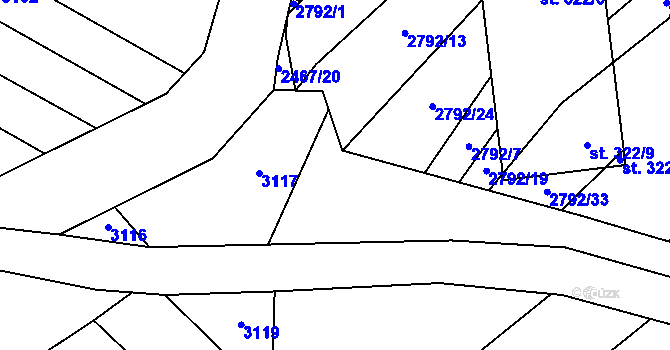 Parcela st. 2467/21 v KÚ Bohuslavice nad Vláří, Katastrální mapa