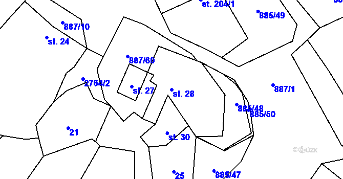 Parcela st. 28 v KÚ Bohuslavice nad Vláří, Katastrální mapa