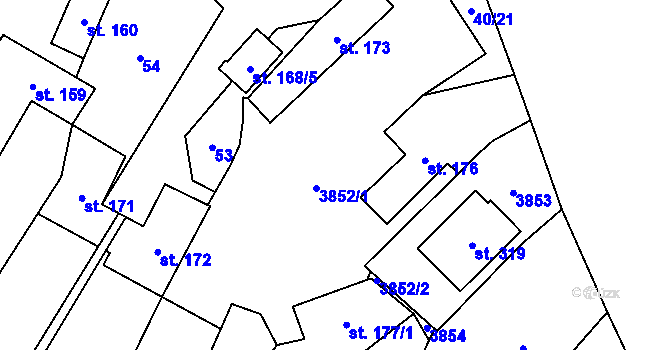 Parcela st. 175 v KÚ Bohuslavice nad Vláří, Katastrální mapa