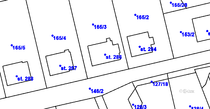 Parcela st. 286 v KÚ Bohuslavice nad Vláří, Katastrální mapa