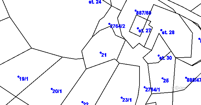Parcela st. 21 v KÚ Bohuslavice nad Vláří, Katastrální mapa