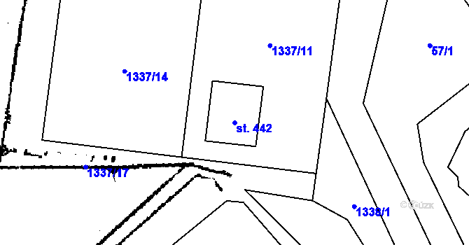 Parcela st. 442 v KÚ Bohuslavice u Zlína, Katastrální mapa